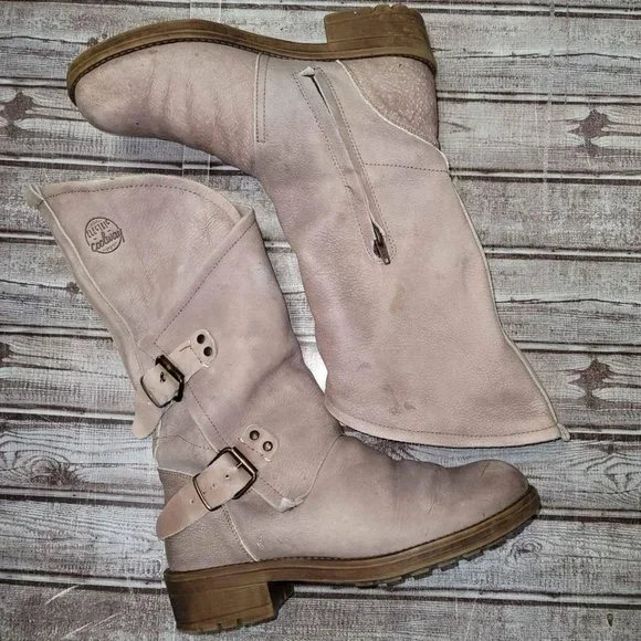 Coolway Alida Pink Leather Slouchy Dual Buckle Boots - Picture 1 of 8